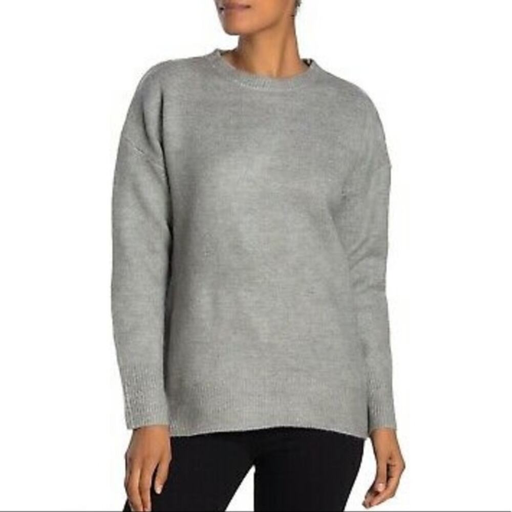 Magaschoni Heather Grey Crewneck Super Soft Drop Sleeve Pullover Sweater sz Med